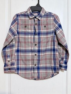 Cat & Jack Plaid Button-Down Shirt in Blue, Gray & Red